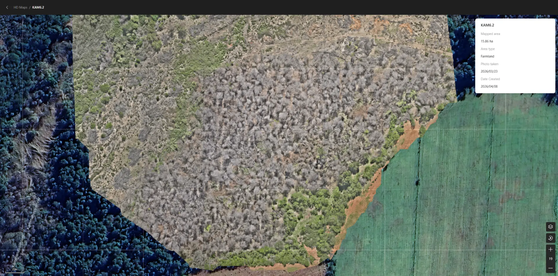 Post-treatment drone monitoring showing survivor identification, March 2026